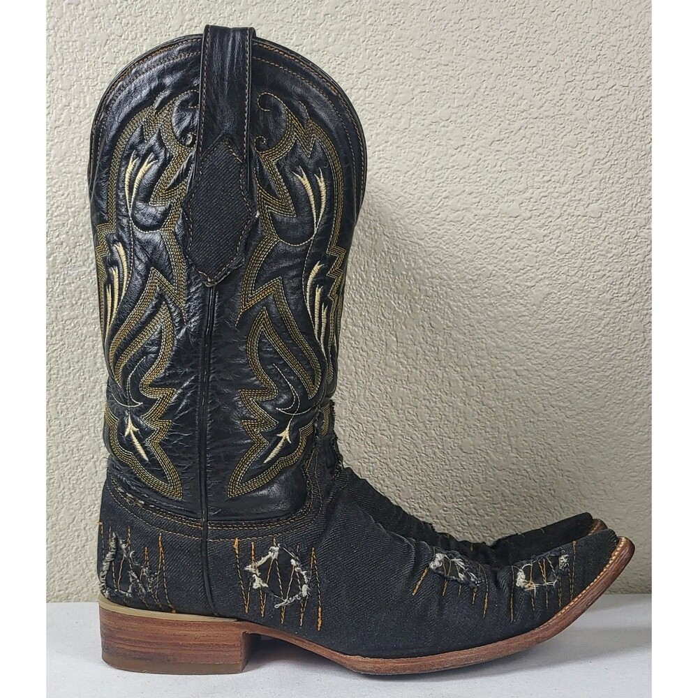 White Diamonds Denim Cowboy Western Boots Pointed Toe Mens Size 7.5
